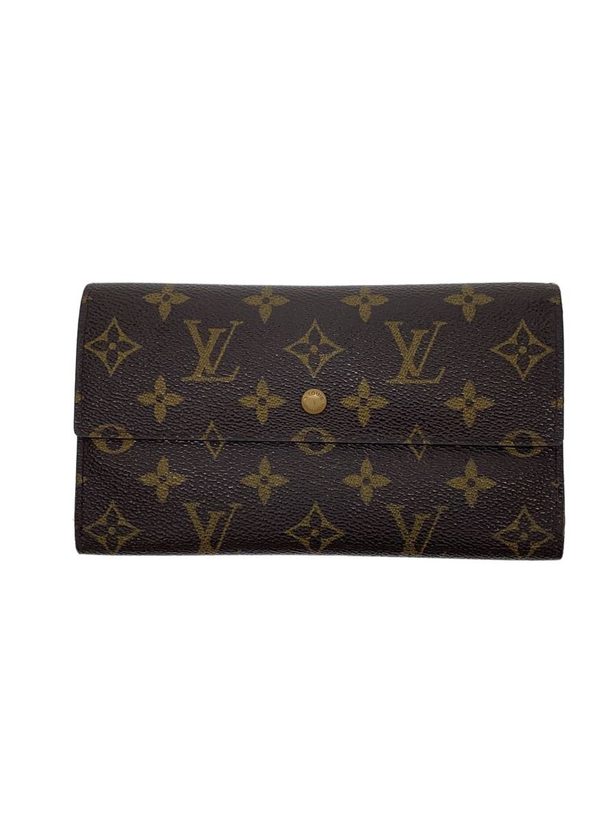 【中古】LOUIS VUITTON◆2)ポルト・フォイユ・インターナショナル_モノグラム・キャンバス/PVC/BRW/モノグラム/メンズ【服飾雑貨他】