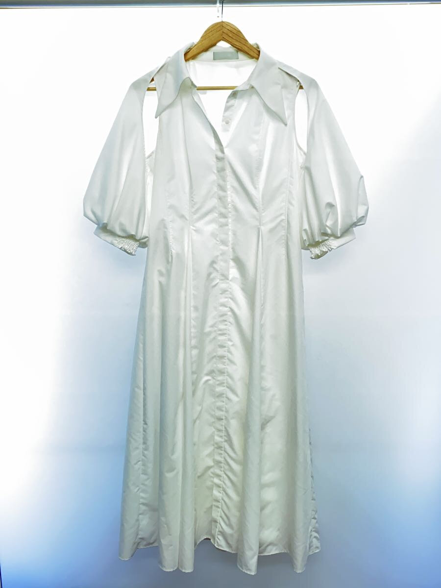 【中古】CELFORD◆2wayシャツワンピース/7分袖ワンピース/38/ポリエステル/WHT/無地【レディースウェア】