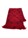 【中古】LOUIS VUITTON◆エシャルプ・ロゴマニア_モノグラム_RED/ウール/RED/メンズ【服飾雑貨他】