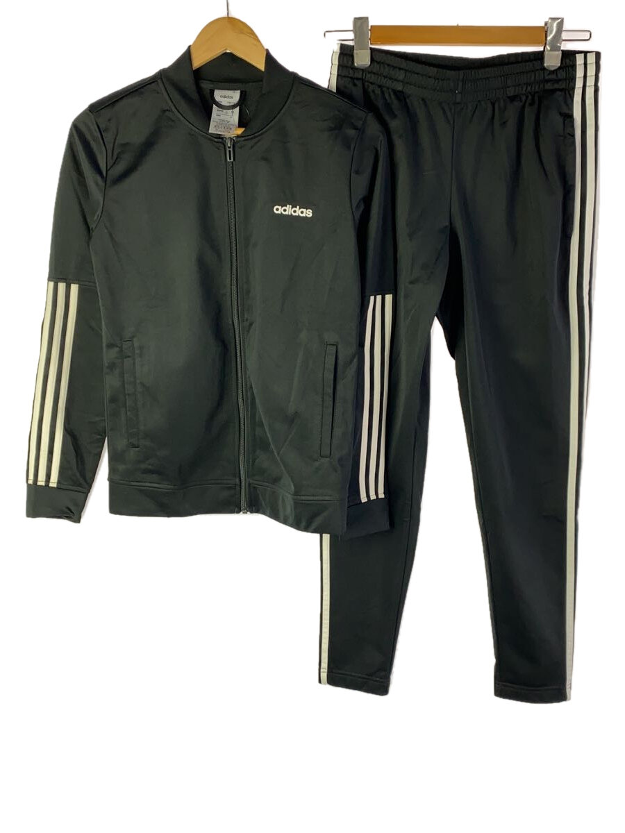 【中古】adidas◆セットアップ/ポリエステル/BLK/無地【メンズウェア】