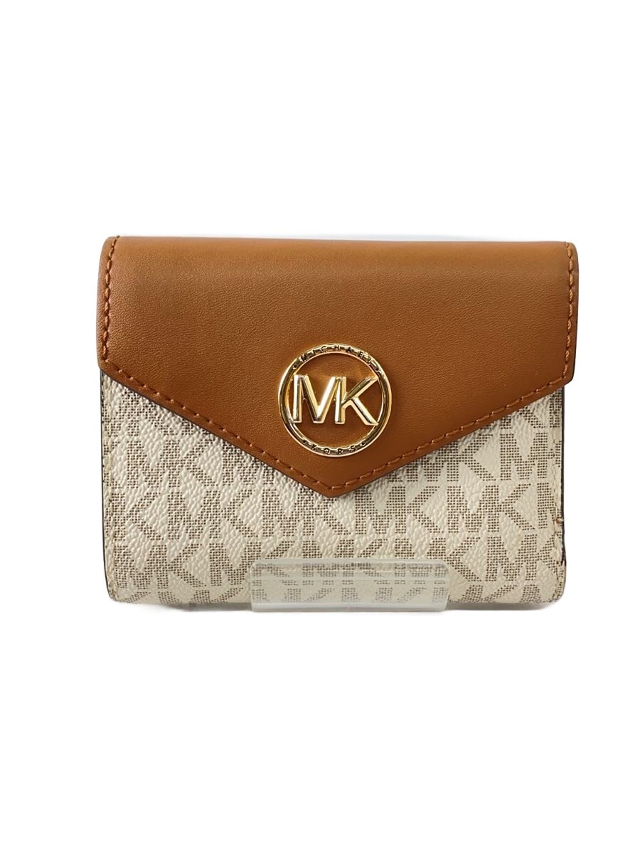 【中古】MICHAEL KORS◆3つ折り財布/レザー/WHT/レディース/32S1GNME6B【服飾雑貨他】