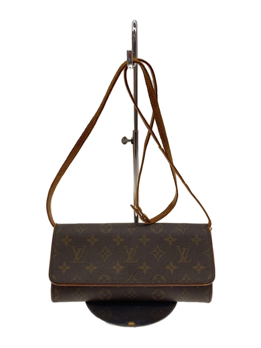 【中古】LOUIS VUITTON◆ポシェット・ツインGM_モノグラム・キャンバス_BRW/PVC/BRW【バッグ】