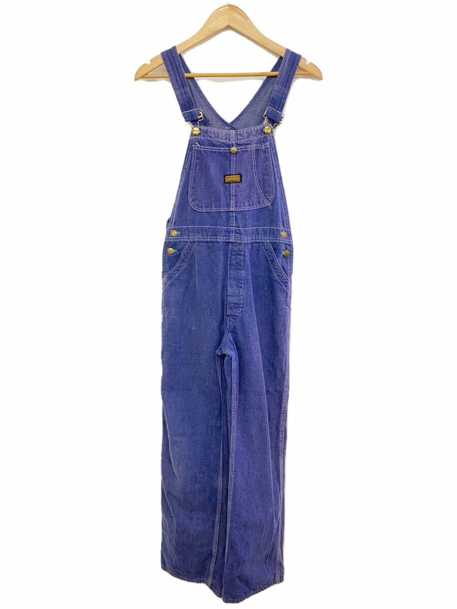【中古】SANFORIZED◆オーバーオール/コットン/無地/BLU/メンズ【メンズウェア】