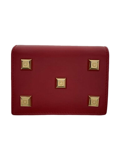 【中古】Salvatore Ferragamo◆スタッズ/2つ折り財布/レザー/RED/レディース【服飾雑貨他】 【中古】Salvatore Ferragamo◆スタッズ/2つ折り財布/レザー/RED/レディース【服飾雑貨他】