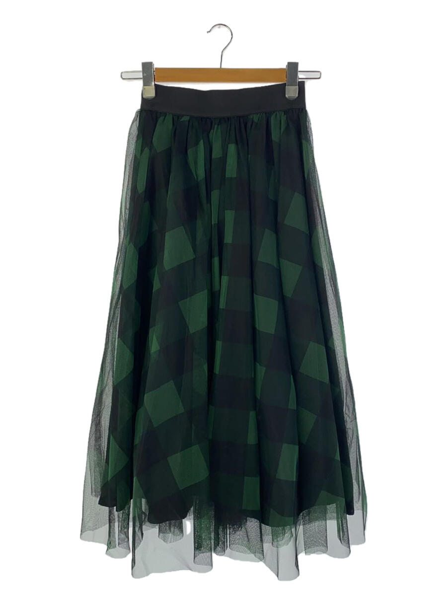 【中古】BLUELEA/Block check tulle skirt/FREE/ポリエステル/GRN/チェック【レディースウェア】