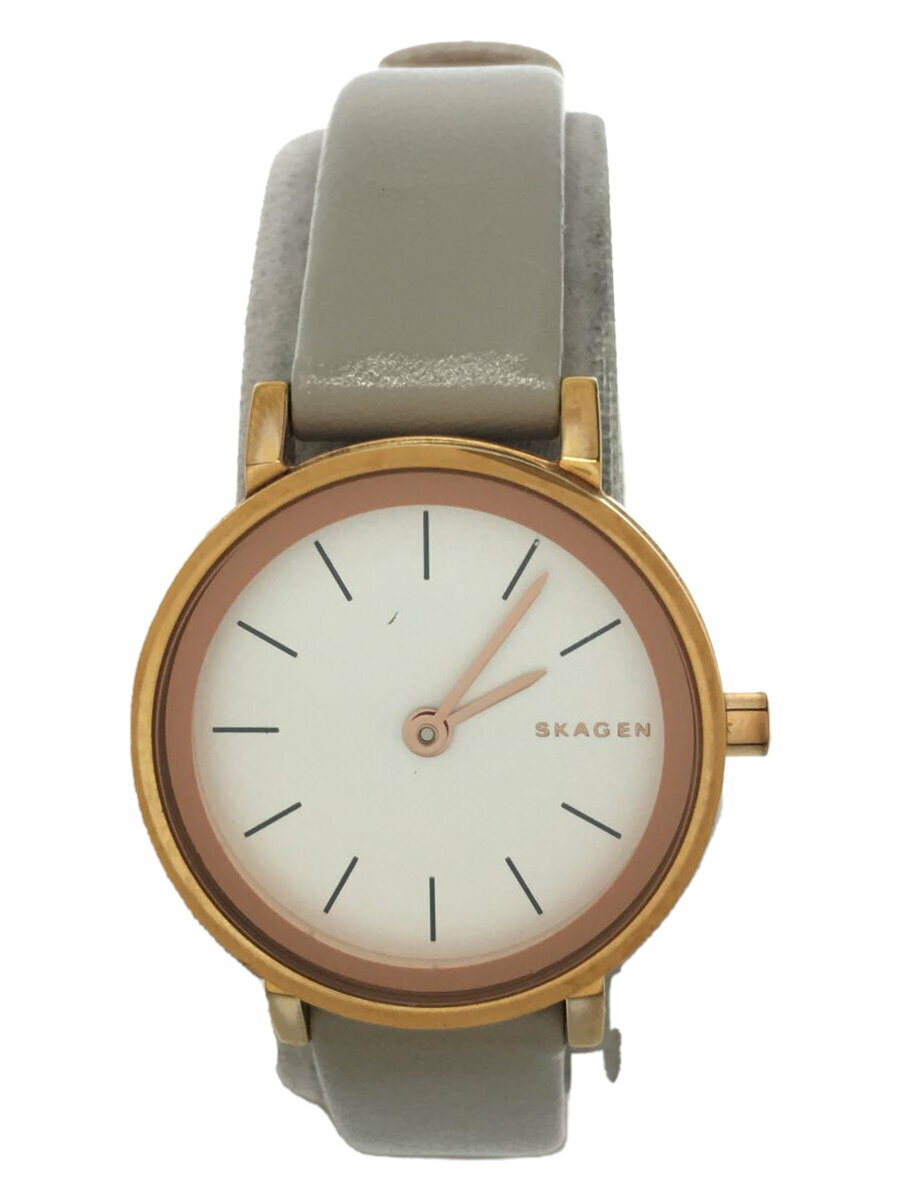 【中古】SKAGEN◆クォーツ腕時計/アナログ/ステンレス/CRM/BEG/SKW2494【服飾雑貨他】