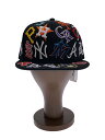 【中古】NEW ERA◆キャップ/FREE/ポリエステル/BLK/総柄/メンズ【服飾雑貨他】