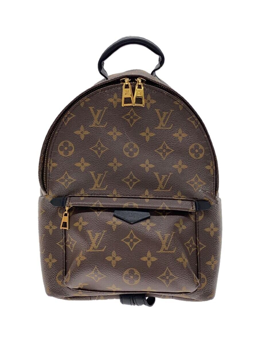 【中古】LOUIS VUITTON◆1)パームスプリングス・バックパックPM_モノグラム・マカサー_BRW/PVC/BRW【バッグ】