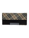 【中古】BURBERRY◆がま口/長財布/牛革/BRW/チェック/