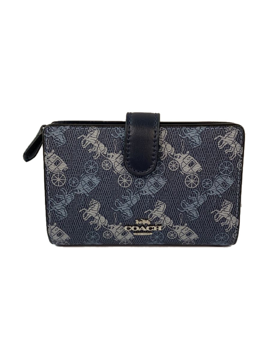 【中古】COACH◆2つ折り財布/レザー/BLU/レディース/87936【服飾雑貨他】