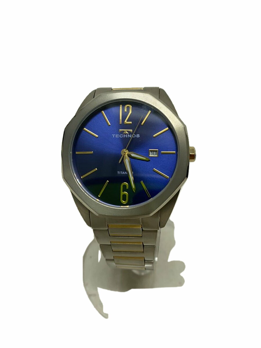【中古】TECHNOS◆クォーツ腕時計/アナログ/チタン/GLD/SLV【服飾雑貨他】