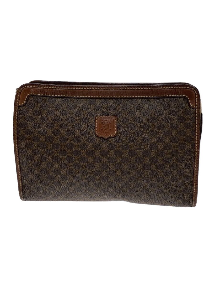 【中古】CELINE◆クラッチバッグ/レザー/BRW/総柄【バッグ】