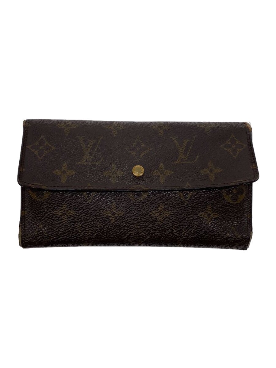 【中古】LOUIS VUITTON◆ポルト・トレゾール・インターナショナル_モノグラム・キャンバス_BRW/PVC/BRW/レディース【服飾雑貨他】