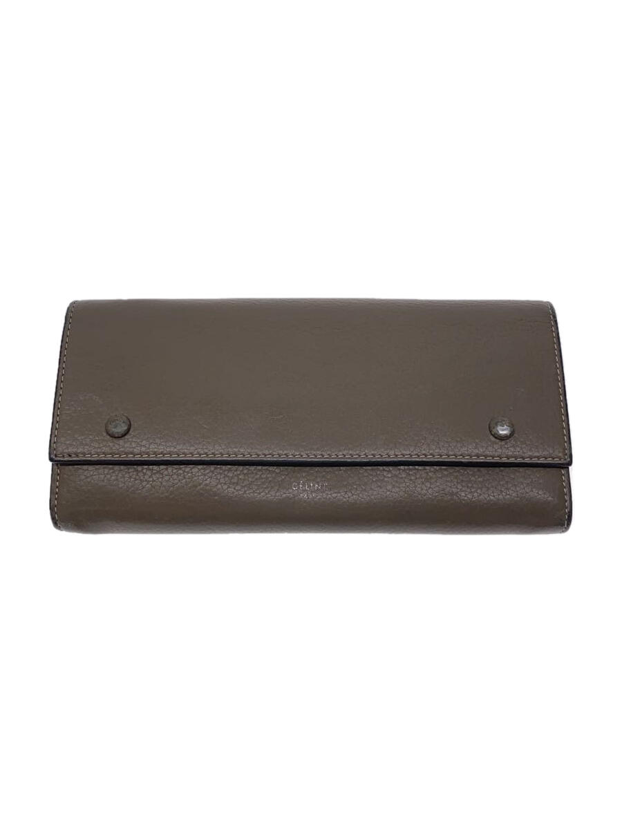 【中古】CELINE◆ラージフラップ/長財布/無地/レディース/スナップボタン傷有、内側汚れ有り【服飾雑貨他】