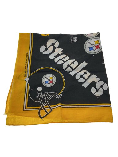 【中古】NFL◆80s/Pits Burgh Steelers/バンダナ/コットン/BLK/総柄/メンズ//【服飾雑貨他】 【中古】NFL◆80s/Pits Burgh Steelers/バンダナ/コットン/BLK/総柄/メンズ//【服飾雑貨他】