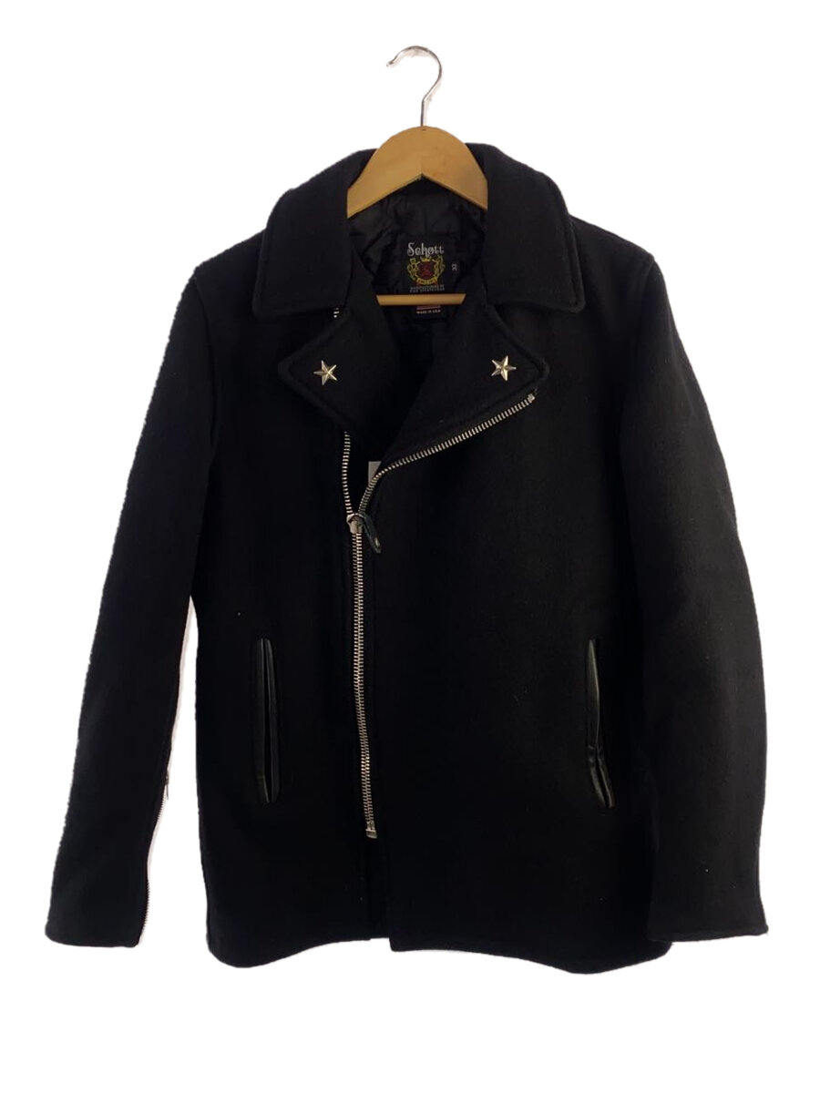 【中古】Schott◆ピーコート/--/ウール/BLK/無地/7068【メンズウェア】
