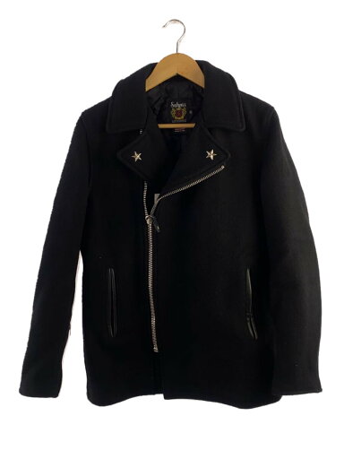 【中古】Schott◆ピーコート/--/ウール/BLK/無地/7068【メンズウェア】 【中古】Schott◆ピーコート/--/ウール/BLK/無地/7068【メンズウェア】