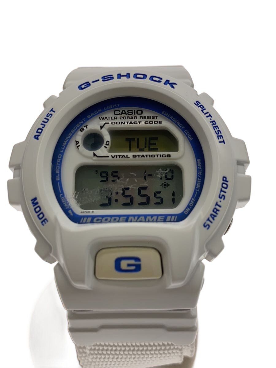 【中古】CASIO◆クォーツ腕時計/デジタル/WHT/dw-6696【服飾雑貨他】
