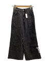【中古】adidas◆ワイドパンツ/26/デニム/BLK/IS2853【レディースウェア】