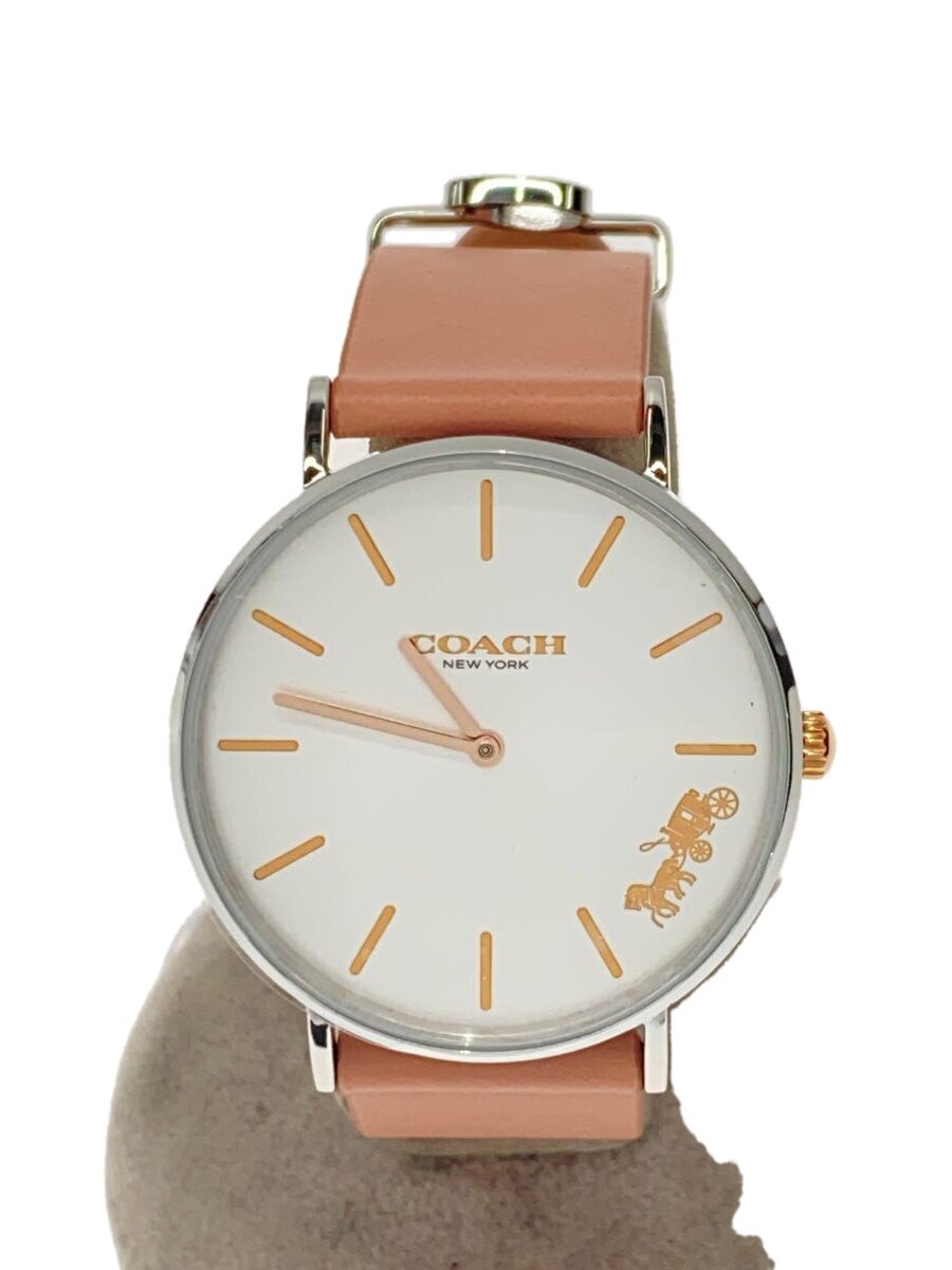 Other - 【中古】COACH◆PERRY/クォーツ腕時計/アナログ/レザー/SLV/PNK/14503258【服飾雑貨他】