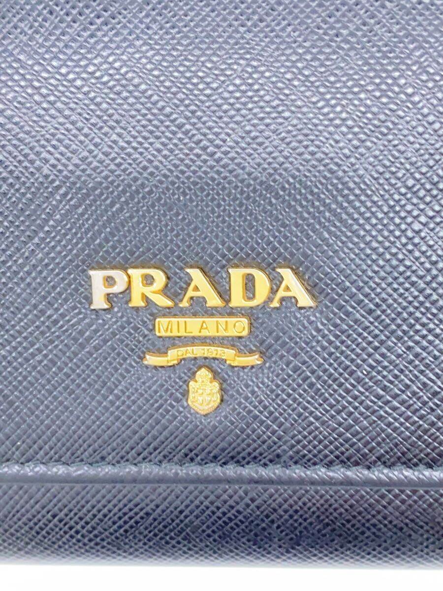 【中古】PRADA◆サフィアーノ/長財布/レザー/BLK/無地/メンズ/金具塗装一部はがれ有【服飾雑貨他】