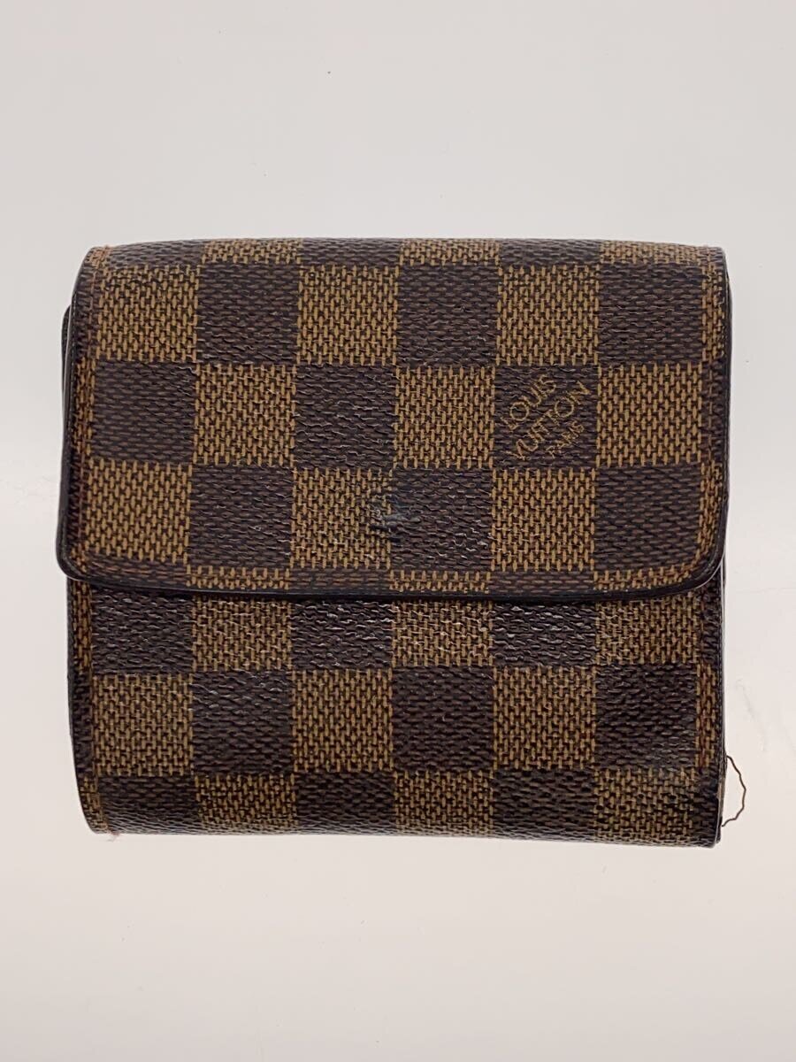 【中古】LOUIS VUITTON◆ポルト・モネ・ビエ・カルト・クレディ_ダミエ・エベヌ_BRW/PVC/BRW/レディース【服飾雑貨他】