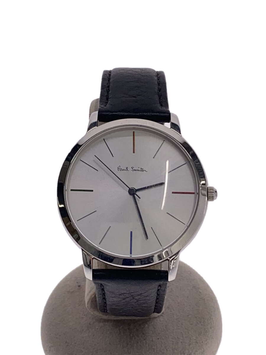 【中古】Paul Smith◆クォーツ腕時計/アナログ/レザー/WHT/BLK/1005119479//【服飾雑貨他】