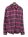 【中古】STUSSY◆S/長袖シャツ/ネルシャツ/M/コットン/PNK【メンズウェア】