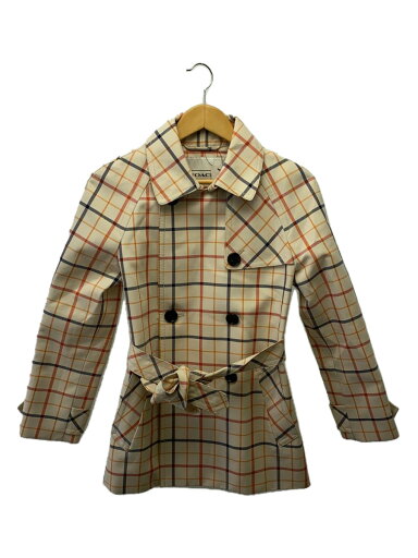 【中古】COACH◆ショートトレンチコート/S/ポリエステル/BEG/チェック【レディースウェア】 【中古】COACH◆ショートトレンチコート/S/ポリエステル/BEG/チェック【レディースウェア】