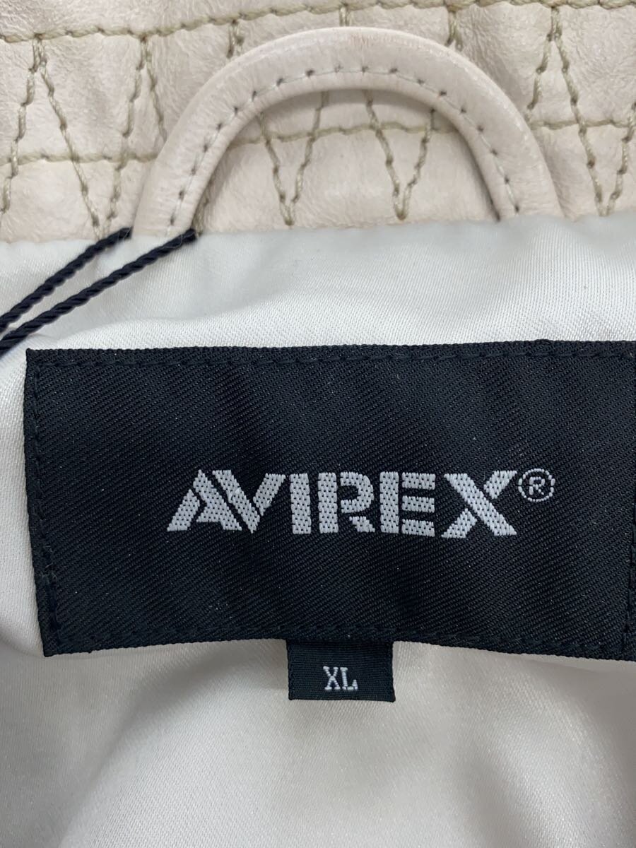 【中古】AVIREX◆AGED LEATHER W-RIDERS JACKET/XL/レザー/BEG/無地/783-225001【メンズウェア】