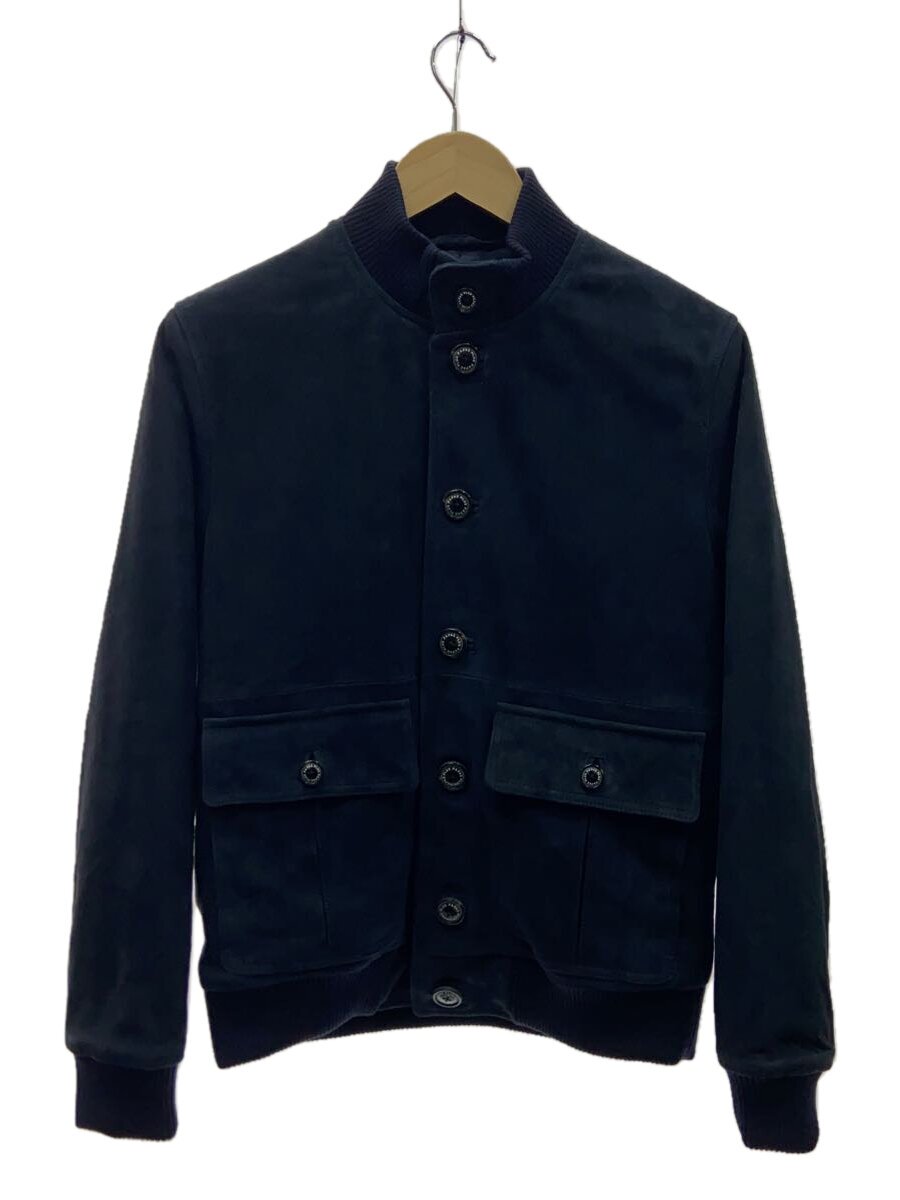 Papas◆24AW/GOAT SUEDE/スタンドカラー/レザーブルゾン/S/山羊革/NVY/D044CLJM003