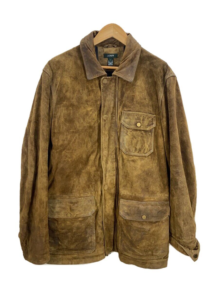 【中古】J.CREW◆90s~00s/オールド/ヌバック/レザージャケット・ブルゾン/L/スウェード/CML【メンズウェア】