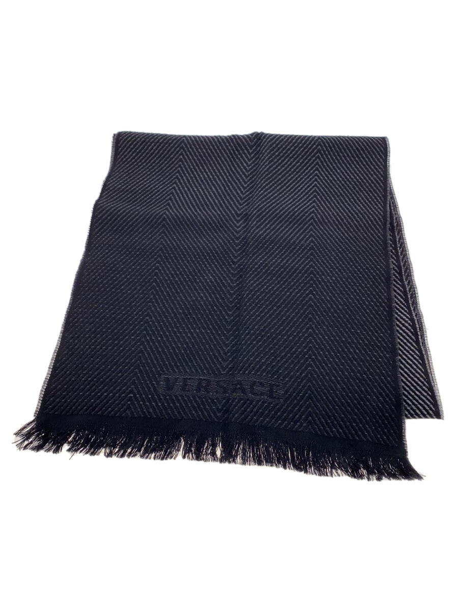 【中古】VERSACE◆マフラー/ウール/BLK