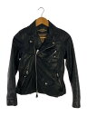 【中古】AWESOME LEATHER/ダブルライダースジャケット/O/レザー/BLK【レディースウェア】