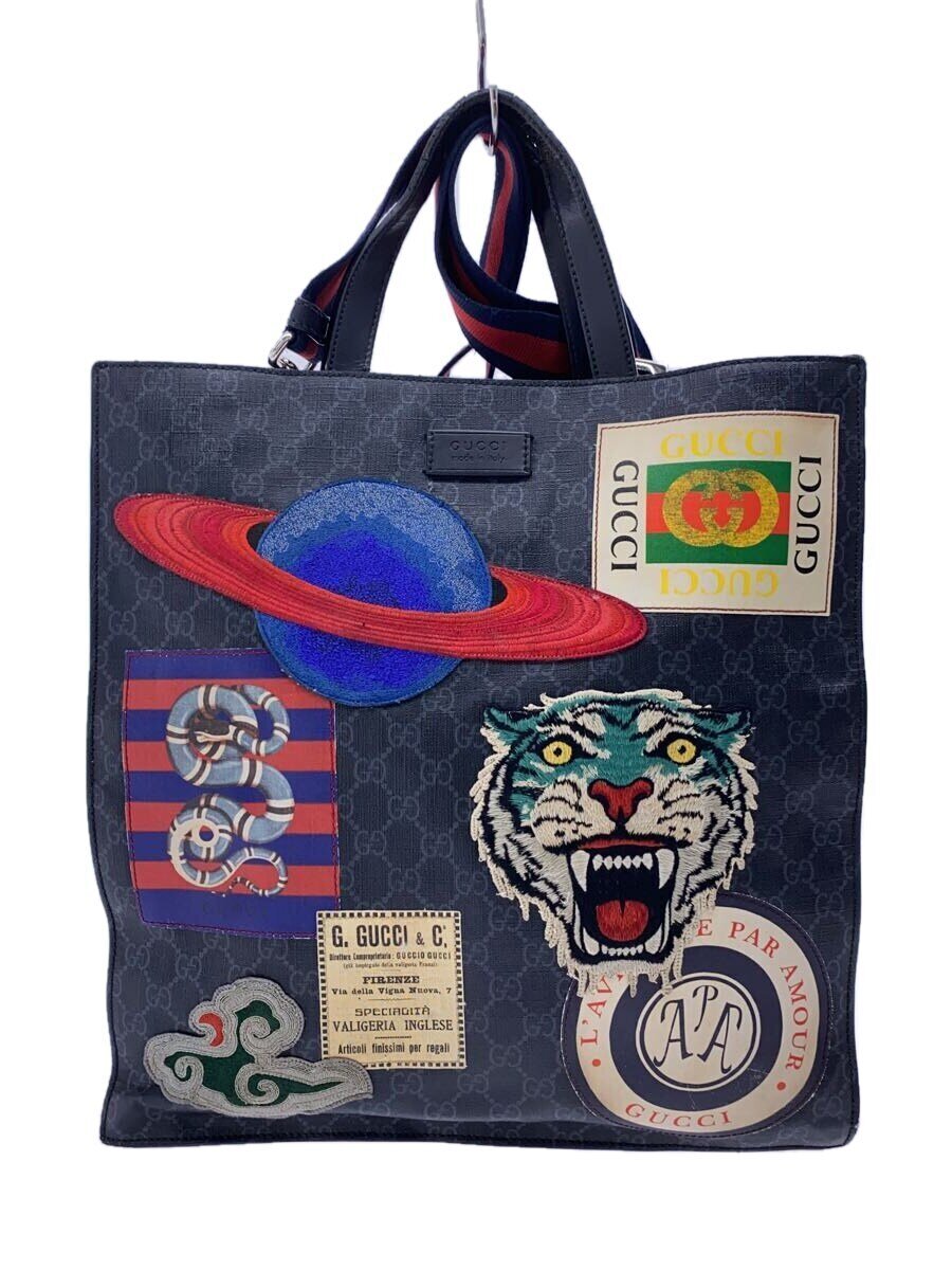 GUCCI - 【中古】GUCCI◆トートバッグ_GGスプリーム/--/BLK【バッグ】