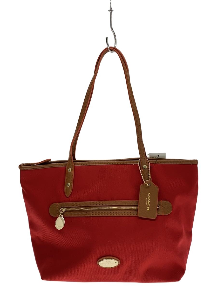 COACH◆トートバッグ_ツイル/--/RED