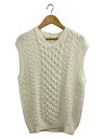 【中古】uniform experiment◆22SS/COTTON CABLE KNIT VEST/コットン/WHT/UE-220054//【メンズウェア】