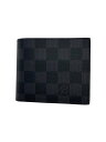 【中古】LOUIS VUITTON◆2)ポルト・フォイユ・マルコNM_ダミエ・グラフィット_BLK/PVC/BLK/メンズ【服飾雑貨他】