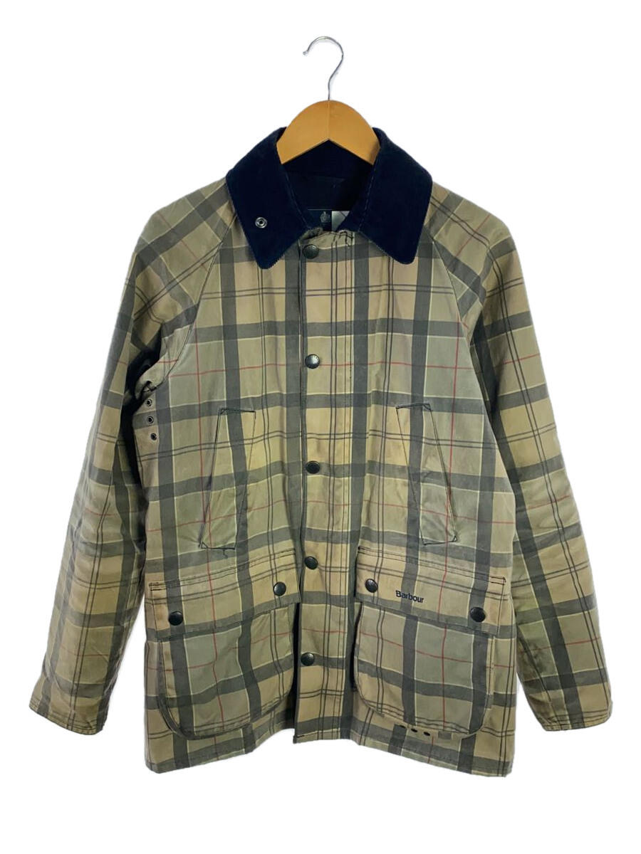 【中古】Barbour◆DRESS WAX JACKET/オイルドコットンジャケット/S/BEG/チェック/1501144【メンズウェア】