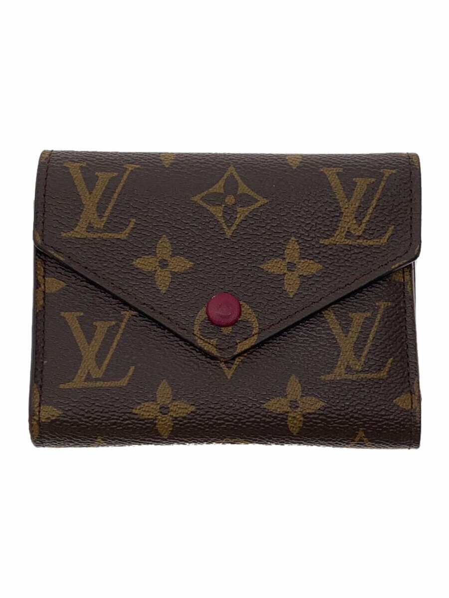 【中古】LOUIS VUITTON◆ポルト・フォイユ・ヴィクトリーヌ_モノグラム・キャンバス_BRW_フューシャ/PVC/BRW/レディース【服飾雑貨他】