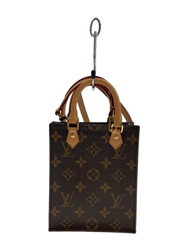 【中古】LOUIS VUITTON◆プティット・サックプラ_モノグラム・キャンバス_BRW/レザー/BRW/総柄【バッグ】 【中古】LOUIS VUITTON◆プティット・サックプラ_モノグラム・キャンバス_BRW/レザー/BRW/総柄【バッグ】