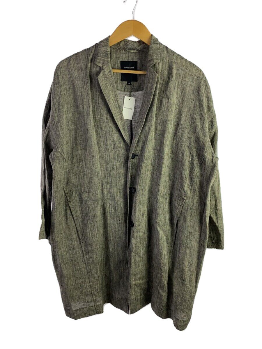 【中古】PAS DE CALAIS◆コート/36/リネン/GRY/無地【レディースウェア】
