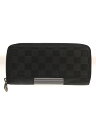 【中古】LOUIS VUITTON◆ジッピー・ウォレット・ヴェルティカル_ダミエ・アンフィニ_BLK/レザー/ブラック/メンズ/イニシャル入【服飾雑貨他】