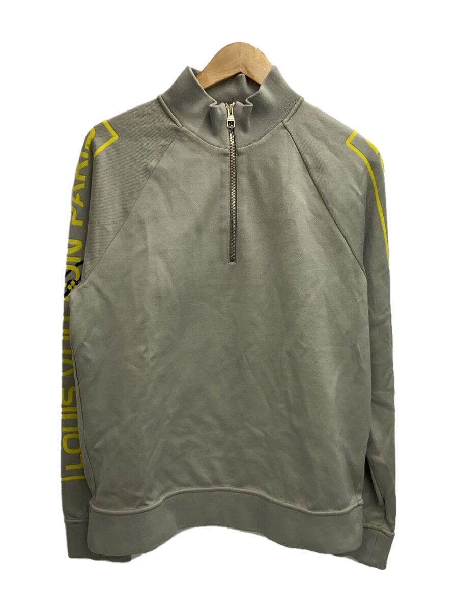 【中古】LOUIS VUITTON◆スウェット/L/コットン/GRY/RM191M IYF HGY03W/19ss/アームロゴハーフジップスウェット【メンズウェア】