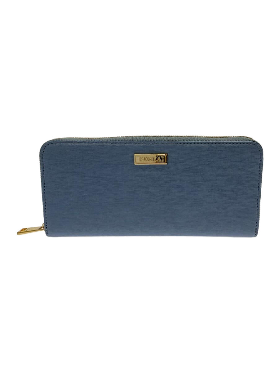 【中古】FURLA◆長財布/--/BLU/無地/レ