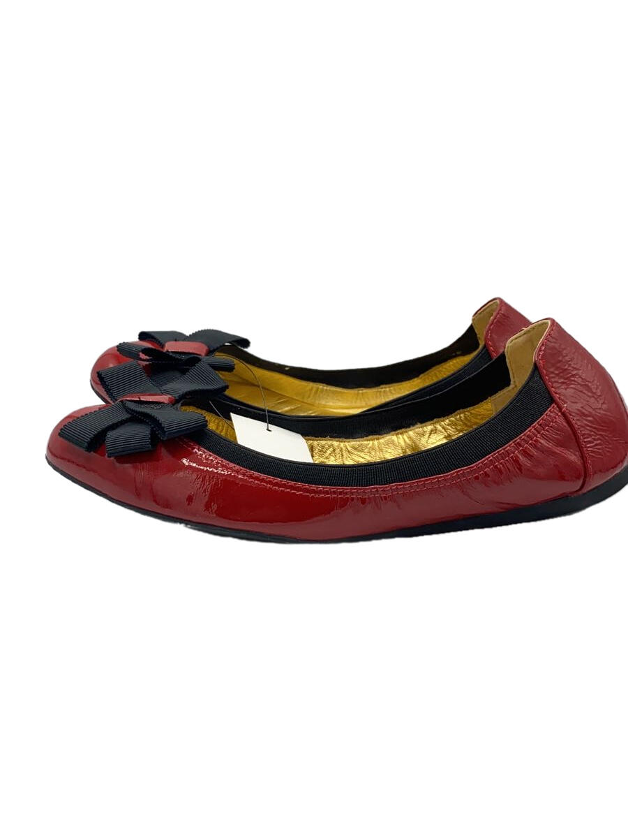 【中古】kate spade new york◆フラットパンプス/US7/RED/エナメル【シューズ】