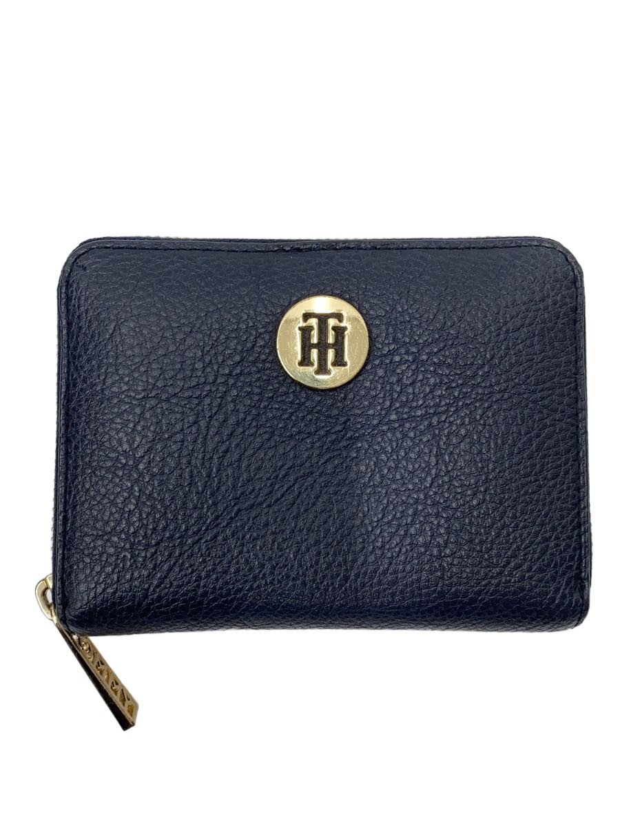 【中古】TOMMY HILFIGER◆2つ折り財布/レザー/NVY/レディース【服飾雑貨他】
