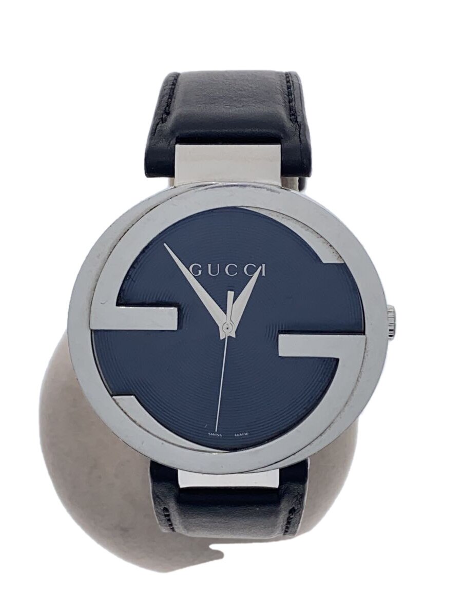 【中古】GUCCI◆クォーツ腕時計/アナログ/レザー/BLK/BLK/YA133205【服飾雑貨他】