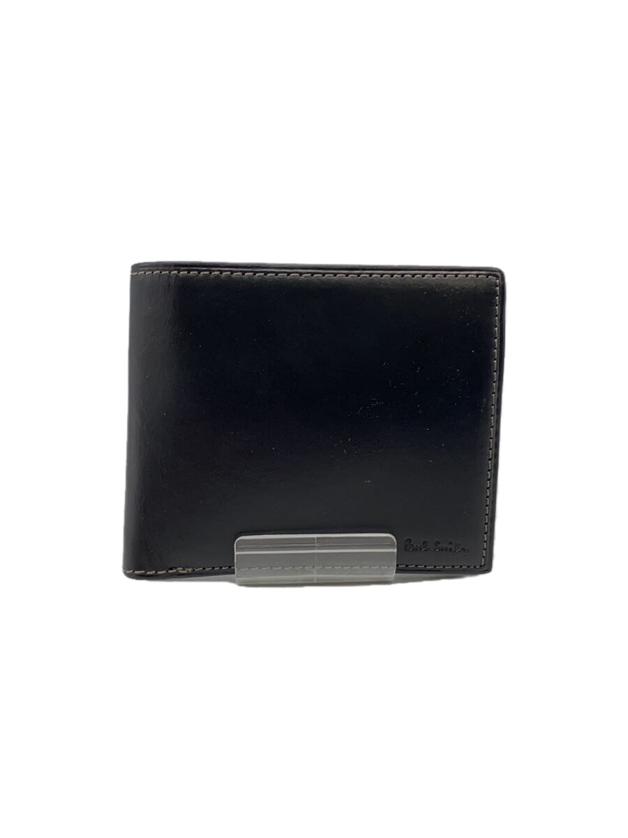 【中古】Paul Smith◆2つ折り財布/レザー/BLK/無地/メンズ【服飾雑貨他】