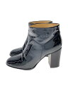 【中古】CHANEL◆ココマークブーティ/34.5/BLK/エナメル【シューズ】